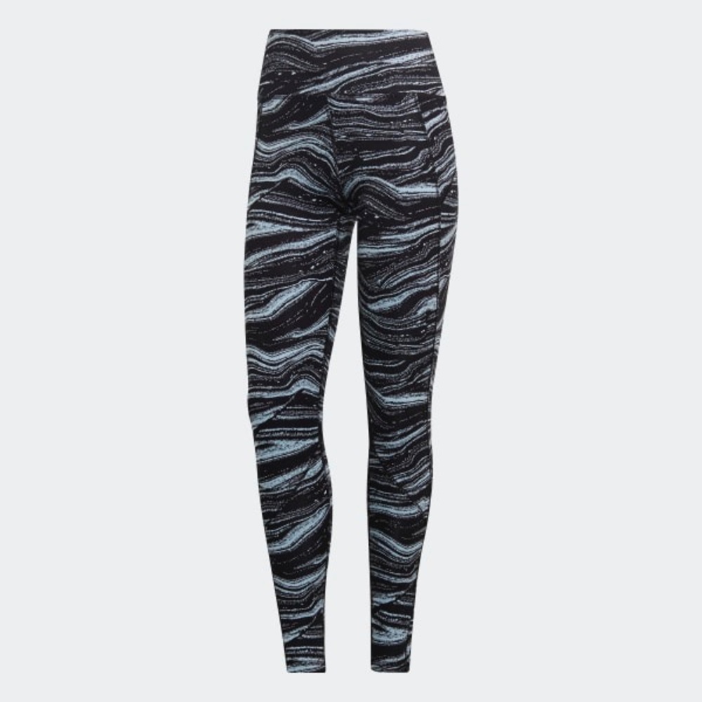 ~•SOLD•~ADIDAS WANDERLUST TIGHTS BLACK & GLOW BLUE - Picture 5 of 8